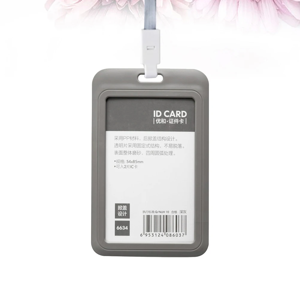 3Pcs ID 배지 홀더 커버 작업 자격증 홀더 버스 가방 직원 배지 보호대 짙은 회색 교수형 스트랩 경량