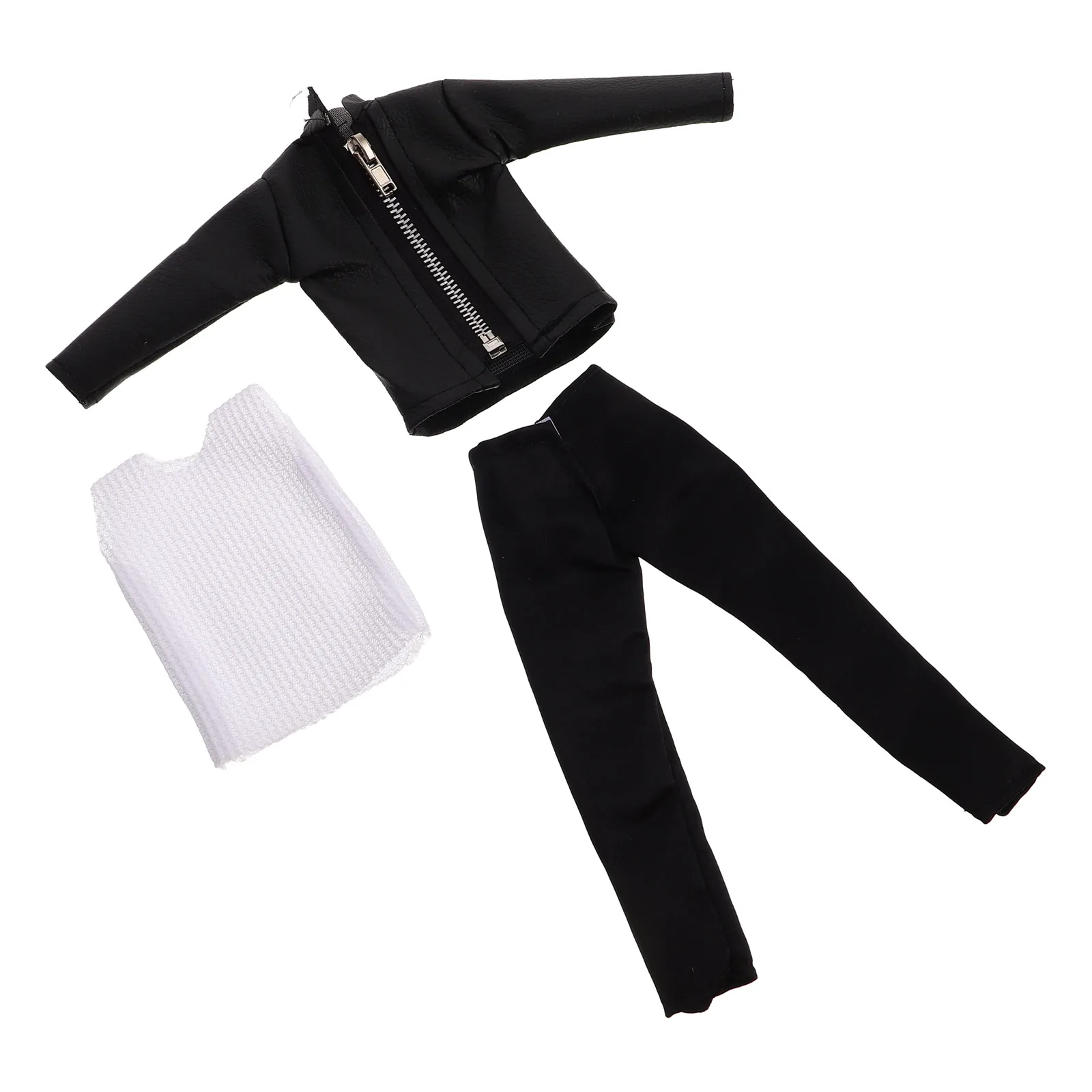1Set Fashion Clothes PU Jacket Pants Set Groom Suit for 30cm Boy Role Play Collectors Clothes Set