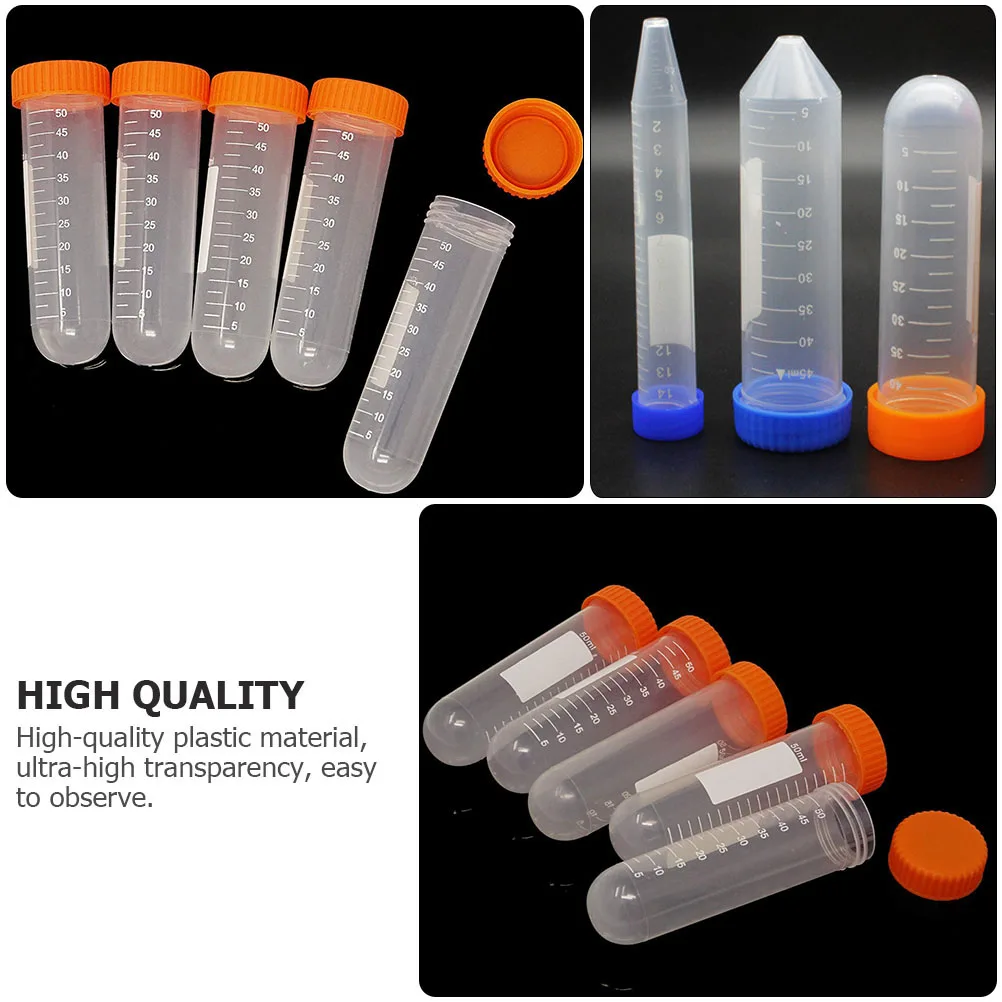 

20 Pcs Measuring Storage Bottle Tube Plastic Pipe Lab Test Tubes Child with Lids