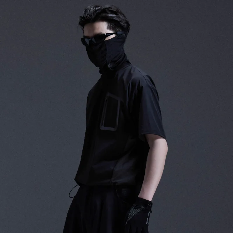 HKSH Summer New Men Tide Dark Chic Ins Niche Design T-shirt Glued Pockets Sports Outdoor Cool Vibe Fit O-Neck Breathable HK24661