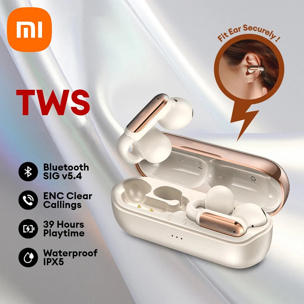 Xiaomi Mijia Original OWS Clip-on Wireless Earphones Low Latency ENC Noise Cancel Headset Long Life Game Bluetooth Headphones