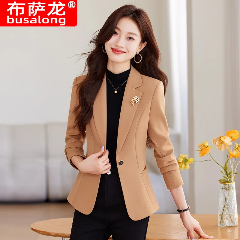 

2025Новый стильный модный костюм, повседневный женский профессиональный пиджак с длинными рукавами, официальная куртка, рабочая одежда8925