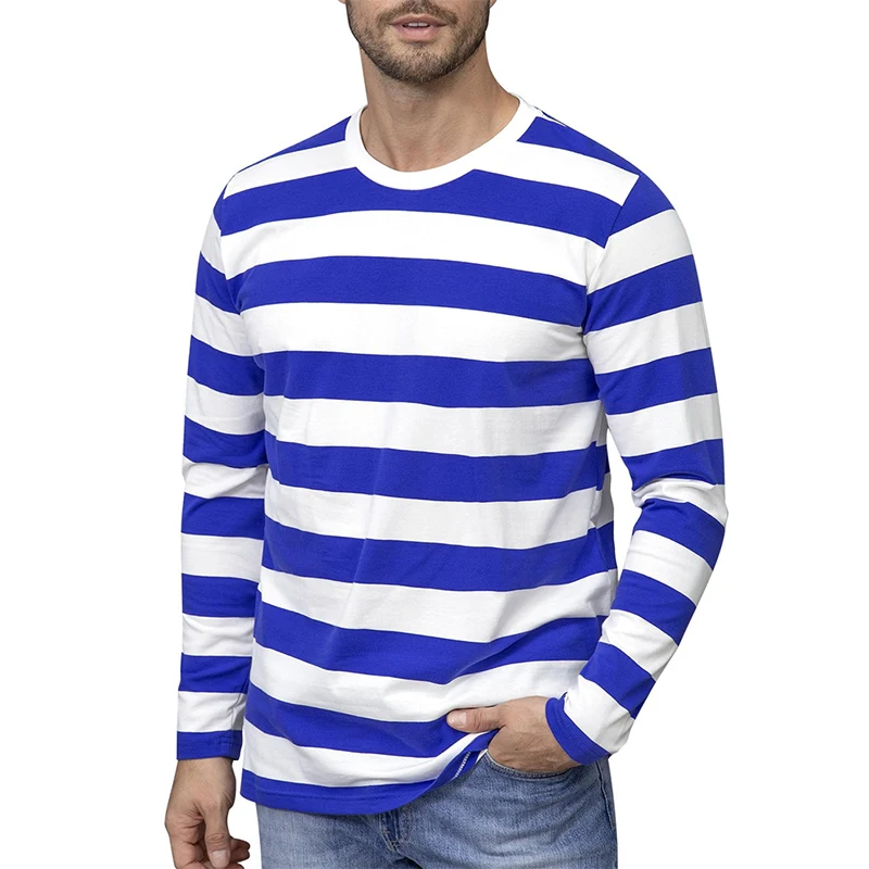 

Classic Contrast Stripes Sweatshirt Men Clothing Long Sleeve Pullover Sweatshirts 3D Print Colorful Daily Casual O-neck Hoodies