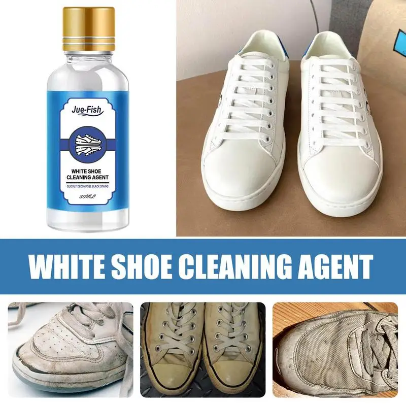 30ml White Sneaker Cleaner Effective Remove Stains White Tennis Shoe Cleaner Kit For White Leather Canvas Nubuck Sneakers