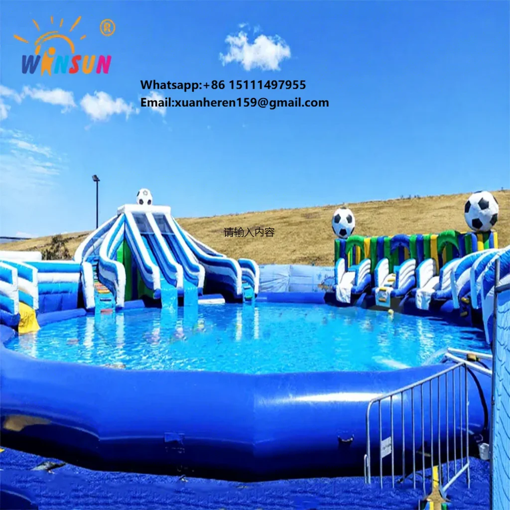 WINSUN Commercial Adults Kids Playground Water Land Slide Pool Park Inflatable Big Slide Outdoor Inflatable Water Park