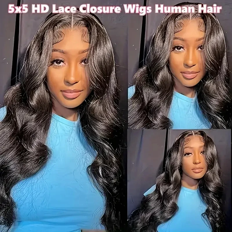 

Alimice Body Wave 5x5 Lace Wigs Human Hair Pre Plucked Transparent Lace Glueless Wigs 180% Density Human Hair For Women