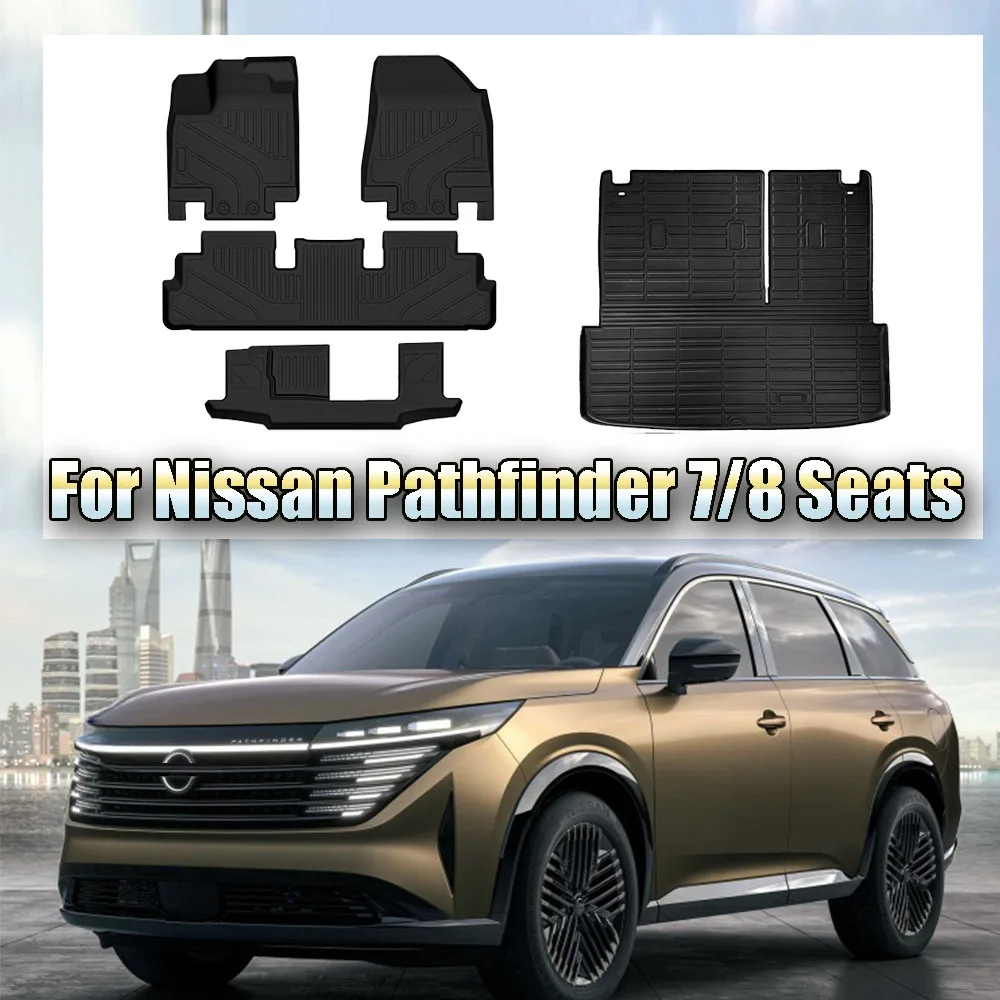 

Floor Mats for 2022-2025 Nissan Pathfinder 7/8 Seats Accessories All Weather Floor Liners TPE Floor Mat Heavy-Duty Floor Liners