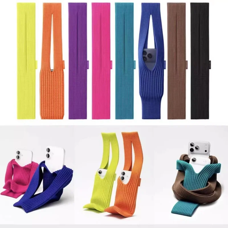 

Universal Knit Crossbody Phone Bag Polyester Material Durable Long Retro Pocket For iPhone 17 16 15 14 Pro Plus Max Air Samsung