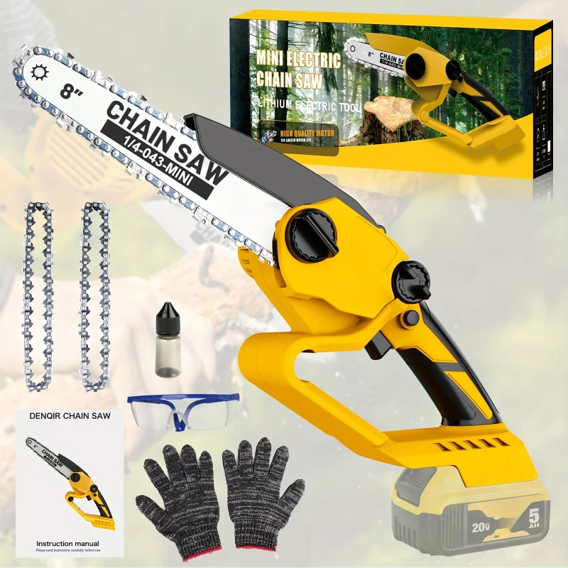 Mini Cordless Chainsaw 8-inch Fast And Powerful Cutting Brushless Electric Handheld Chainsaw Tree Trimming (Without Battery)