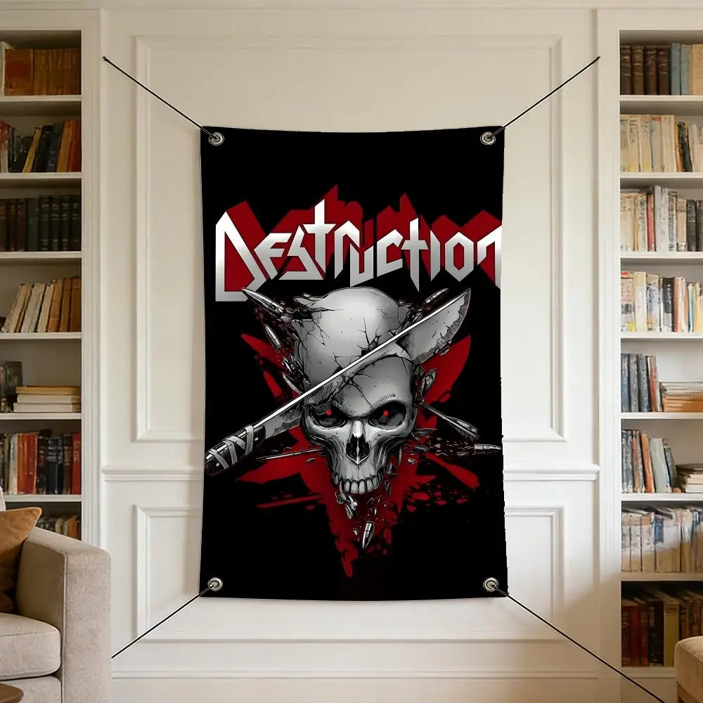 Music D-destruction Band Flags Warm Home Flag mit 4 Ösen, knitterfrei, für drinnen und draußen