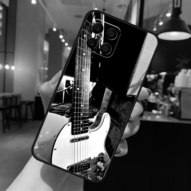 Rock Music Instrument Guitar Case For Huawei Honor 50 X9 X8 X7 P20 P30 P40 Lite P50 Pro P Smart 2021 Nova 9 5T Cover