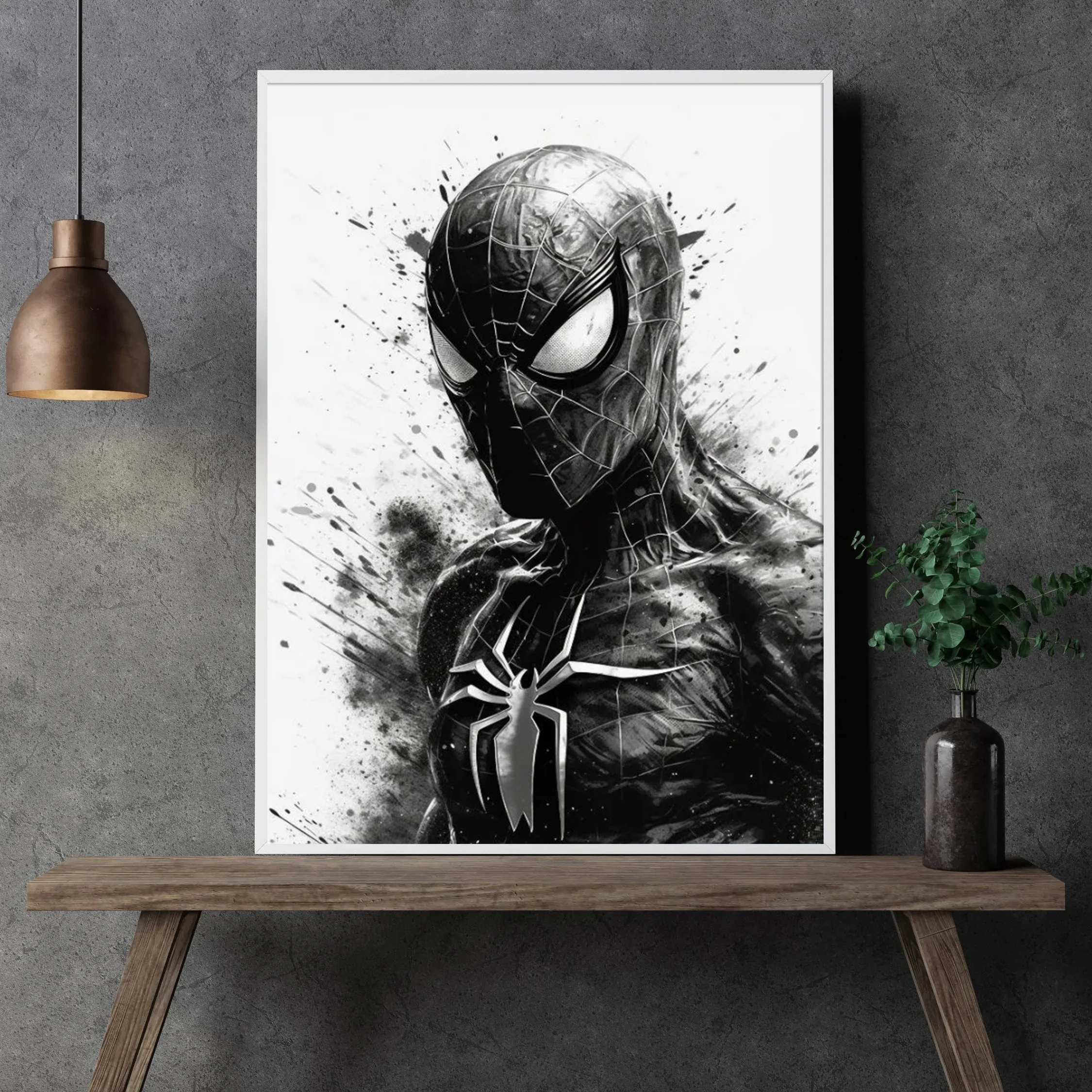 

Disney Super Hero Canvas Poster Spider-Man Black and White Watercolor Illustration Wall Decor Spider-Man Fan Gift Home Decor