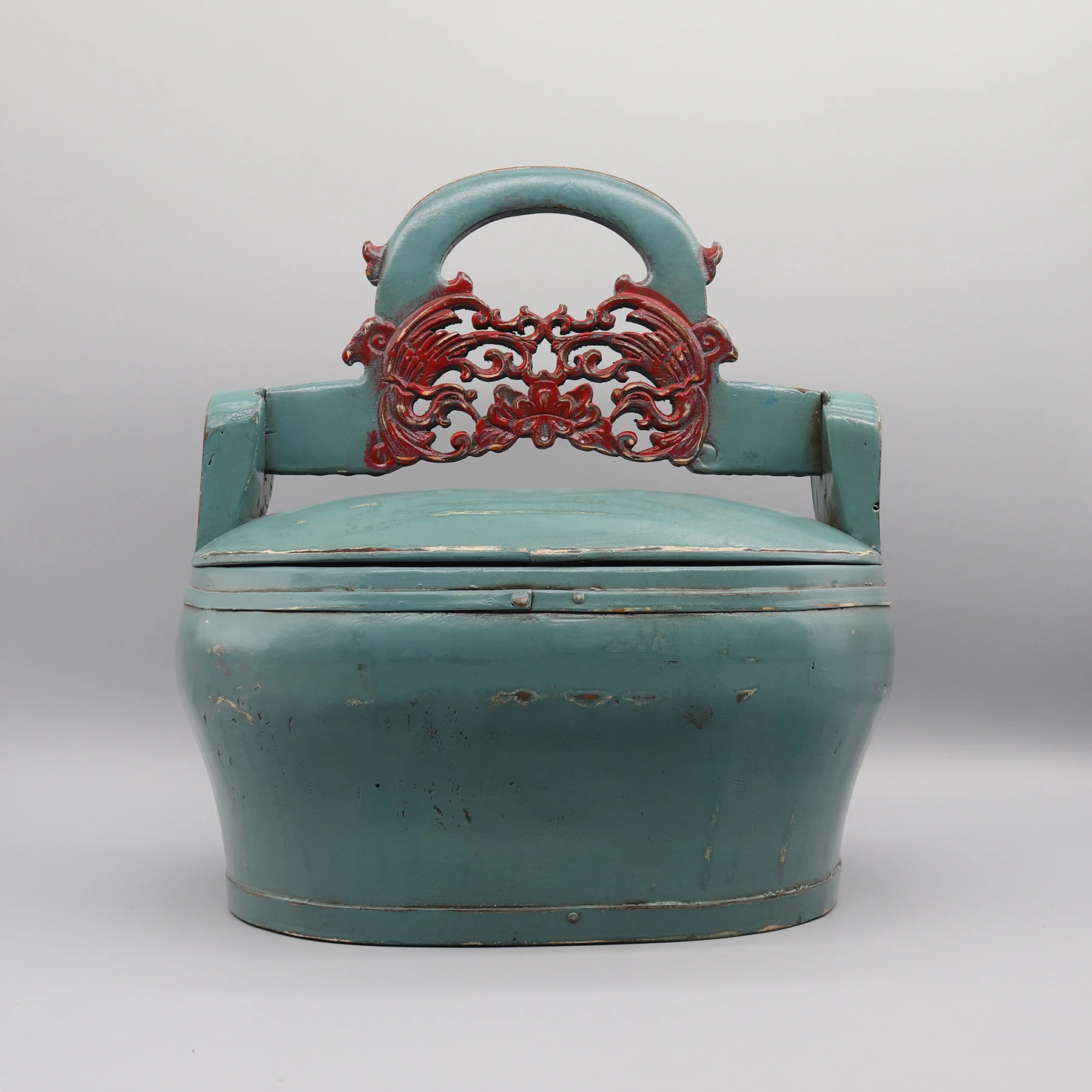 Old Wedding Basket, Repainted Chinese Antique Bucket, Home Decoration