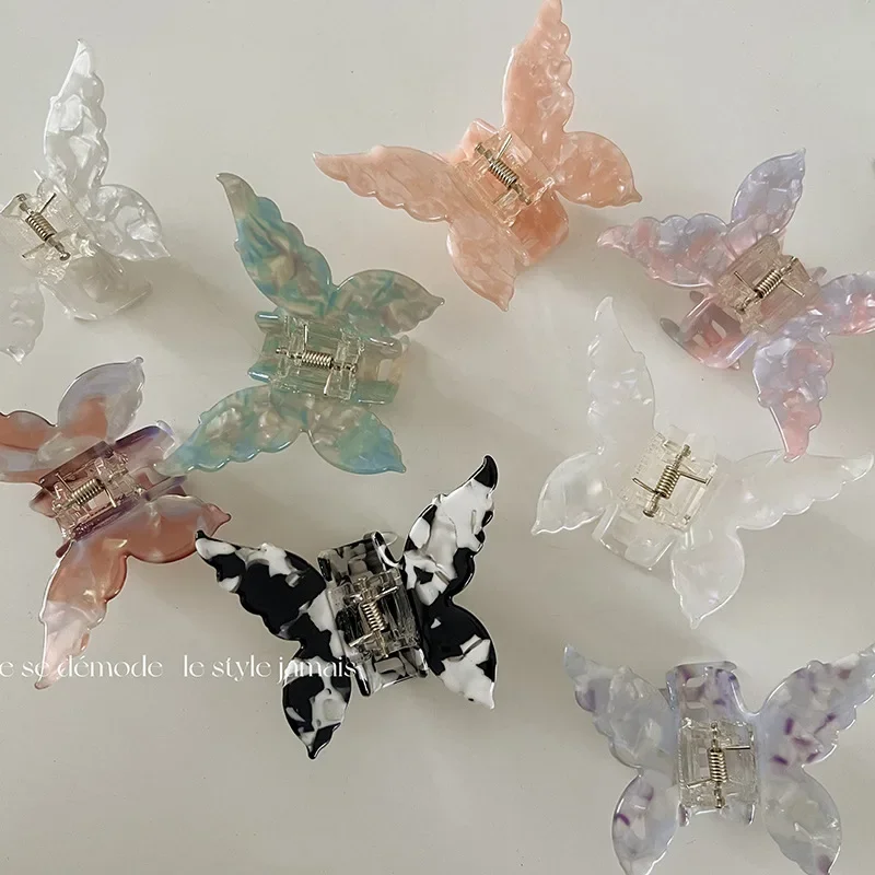 

1Pcs Fashion Acetate Hairpin FairyTransparent Butterfly Hair Clips Colored Hair Claw Gradient Tie-Dye Hair Accessories for Girls