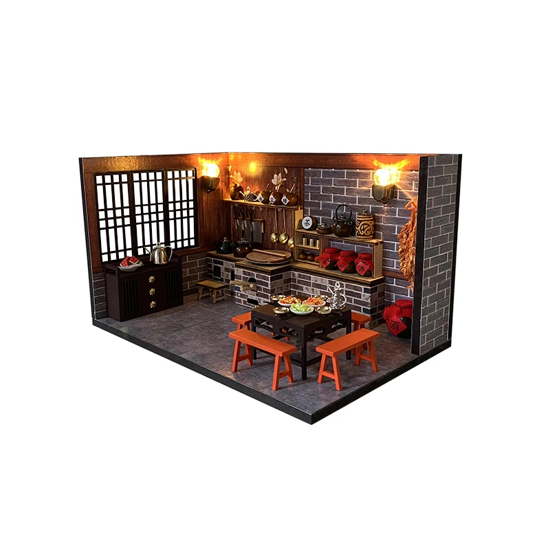 Wooden Doll House Kit Miniature With Furniture Led Lights Chinese Style Casa Diy Villa Dollhouse Toys Adults Children Xmas Gifts