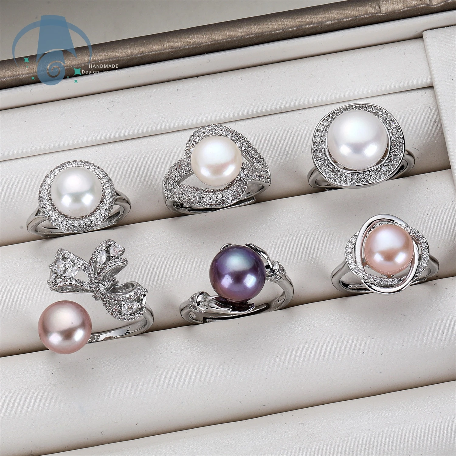 Freshwater Pearl Ring Gold Plated Micro Pave Open Adjustable Tarnish Resistant Durable Jewelry for Women Index Finger Daily Wear