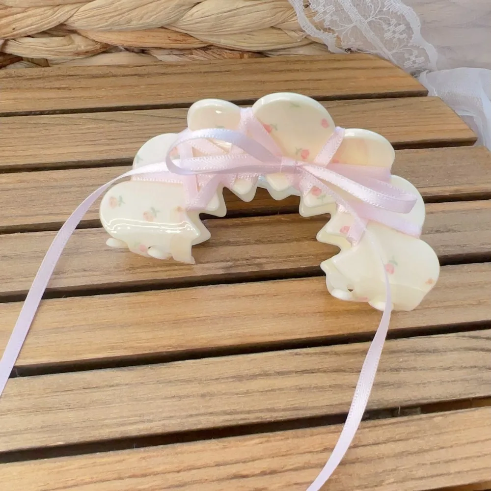 مشبك مخلب شعر بشريط مربط للفتاة ، مسكة بموجة أكريليك ، طراز الباليه ، مشبك مخلب الأسيتات