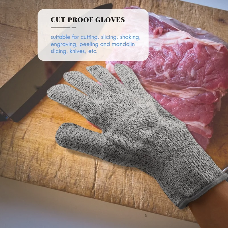 2 Pairs Cut Resistant Gloves Food Grade Level 5 ,Kitchen For Oyster