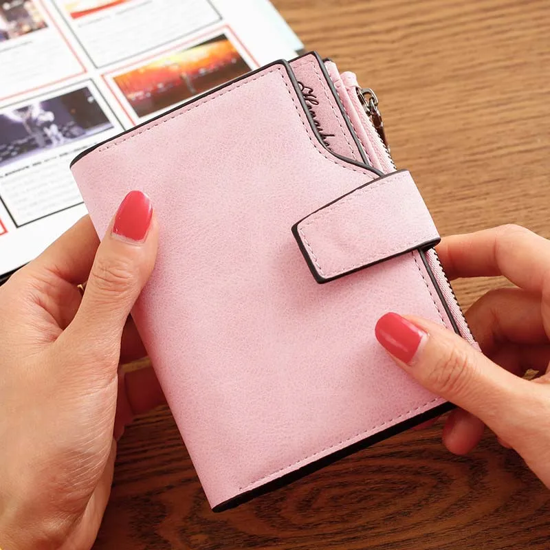 

Высококачественный модный женский кошелек-трифолд из кожи с молнией, отделением для монет, держателем для карт и карманом для денег для женщин.