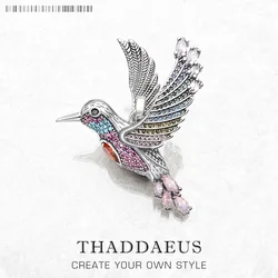 Colgantes de colibrí coloridos para mujer, joyería fina de otoño, accesorios de Plata de Ley 925, regalo bohemio