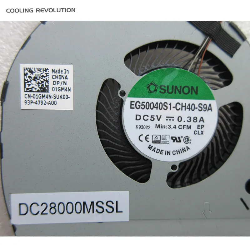 Ventilador de refrigeración de CPU para ordenador portátil, nuevo y Original, para Dell Latitude 5500, P80F, P80F001, 01GM4N, SUNON, EG50040S1-CH40-S9A, DC28000MSSL