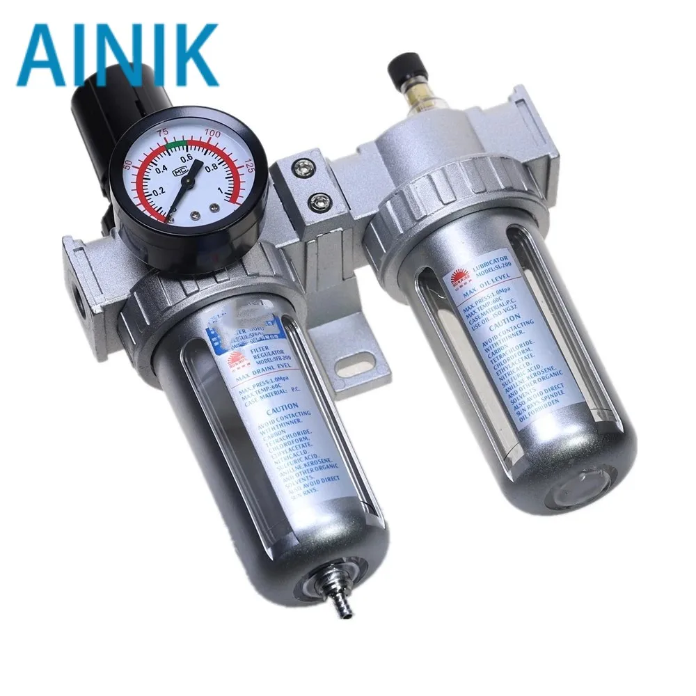 Air Compressor Oil Lubricator Moisture Water Trap Filter Regulator With Mount SFC-200 1/4'' 1/2'' 3/8'' 0-1Mpa 0-150 PSI