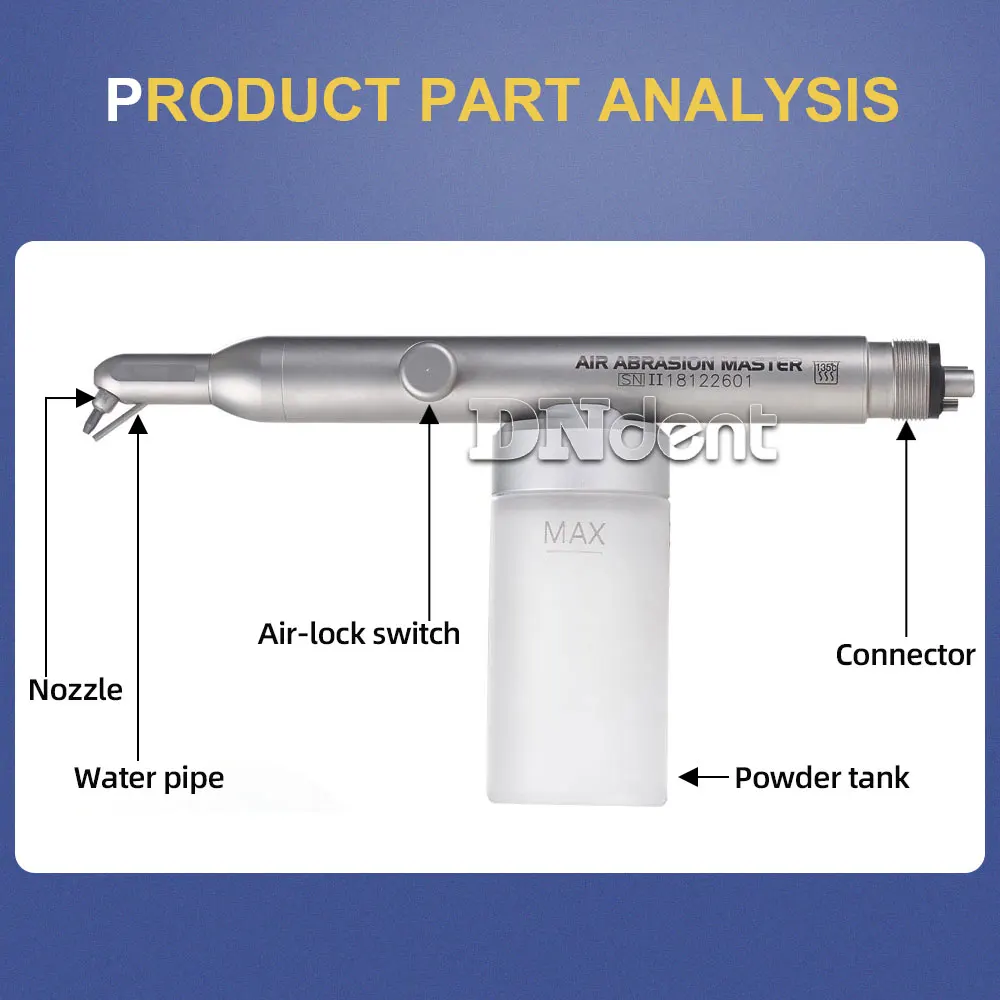 Dental Air polerka tlenek glinu Air Abrasion master piaskarka urządzenie przepływ powietrza z wodą spray wybielanie zębów naklejki