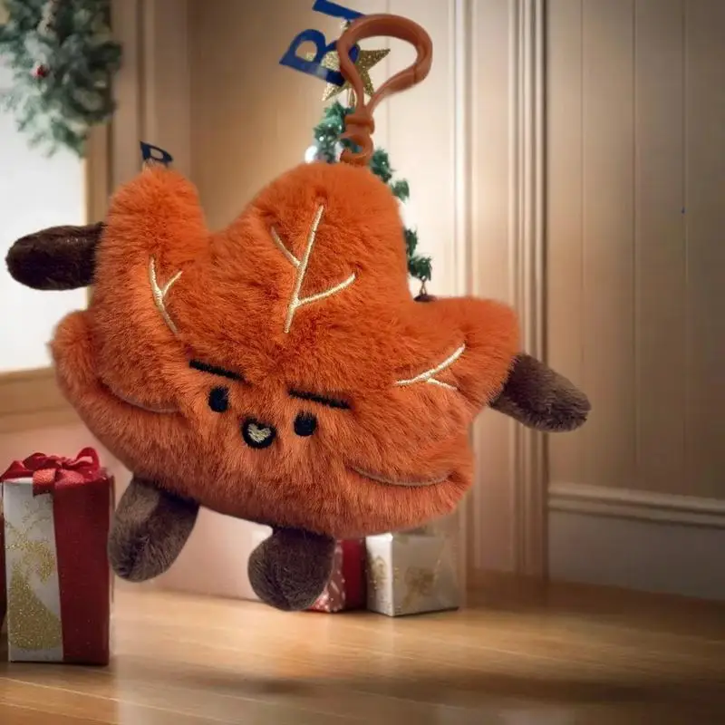 HUAHUAOne Piece Charismatic Mini Maple Leaf Plush Keychain; Adorn Backpacks and Perfect as Couple GiftHUAHUA