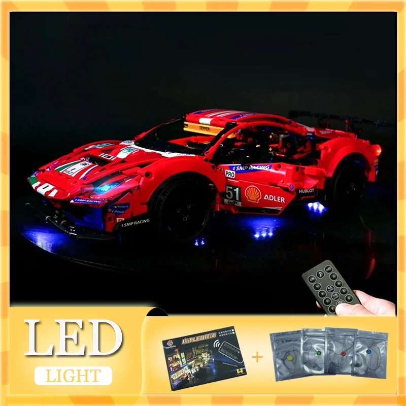 RC DIY LED-Licht-Kit für Lego 42125 technischen Rennwagen 488 gte (nur LED-Licht, ohne Blöcke Modell)