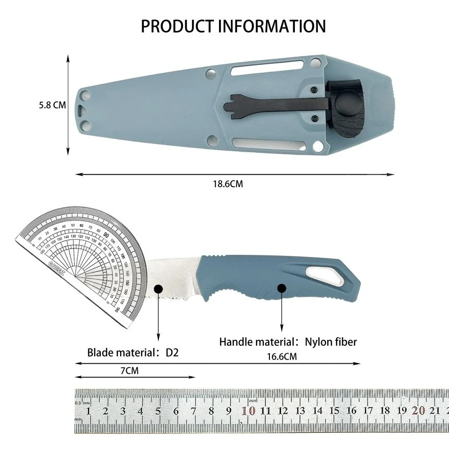Bm 18050 azul mini faca reta com lâmina de aço d2 alça de fibra de náilon acampamento tático faca de autodefesa faca de pesca