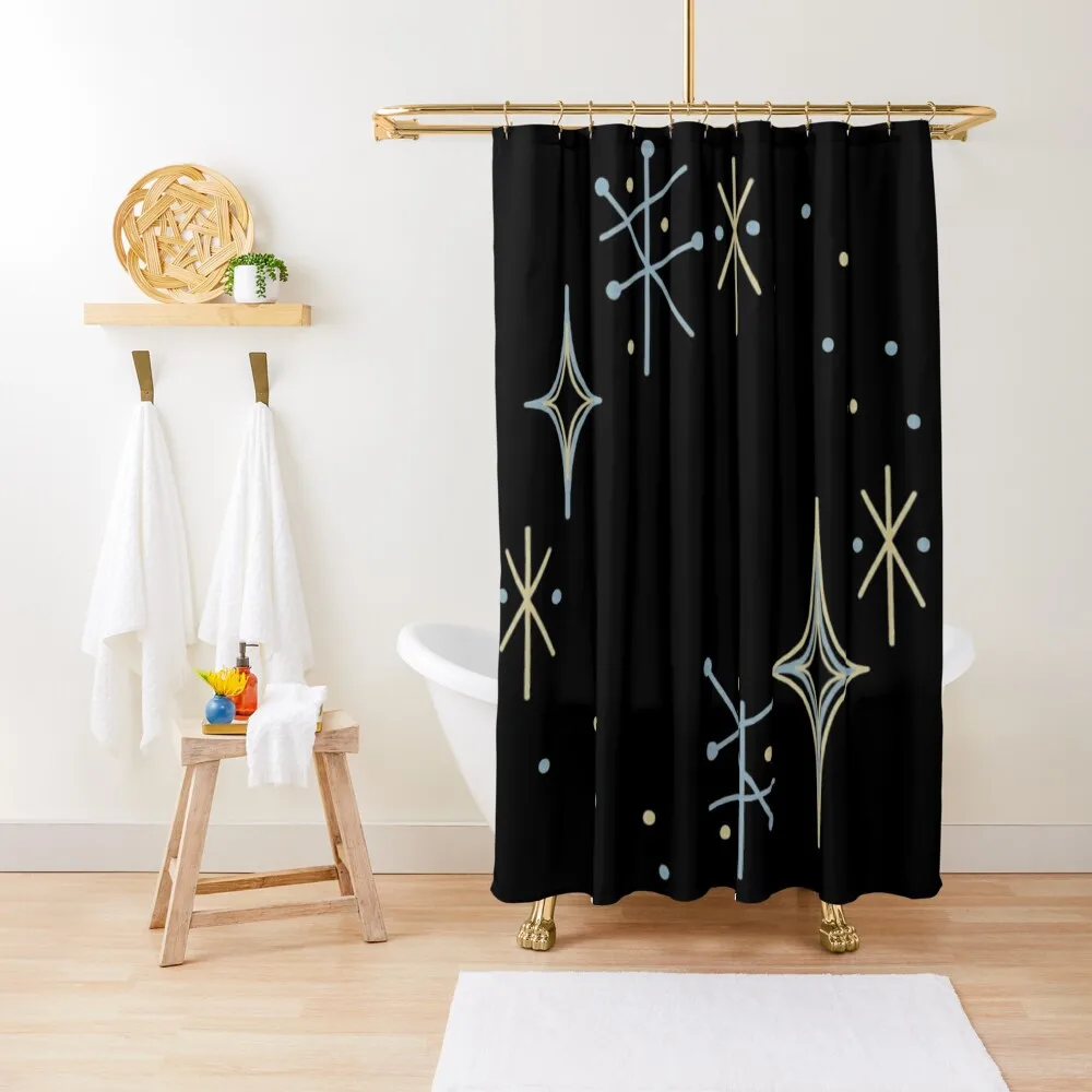 

Mid Century Modern Stars Shower Curtain Cute Shower For Bathroom Waterproof Shower And Anti-Mold Curtain