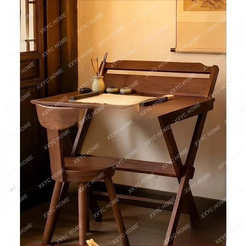 Medieval style  ash wood solid wood folding desk household small square table small desk writing desk