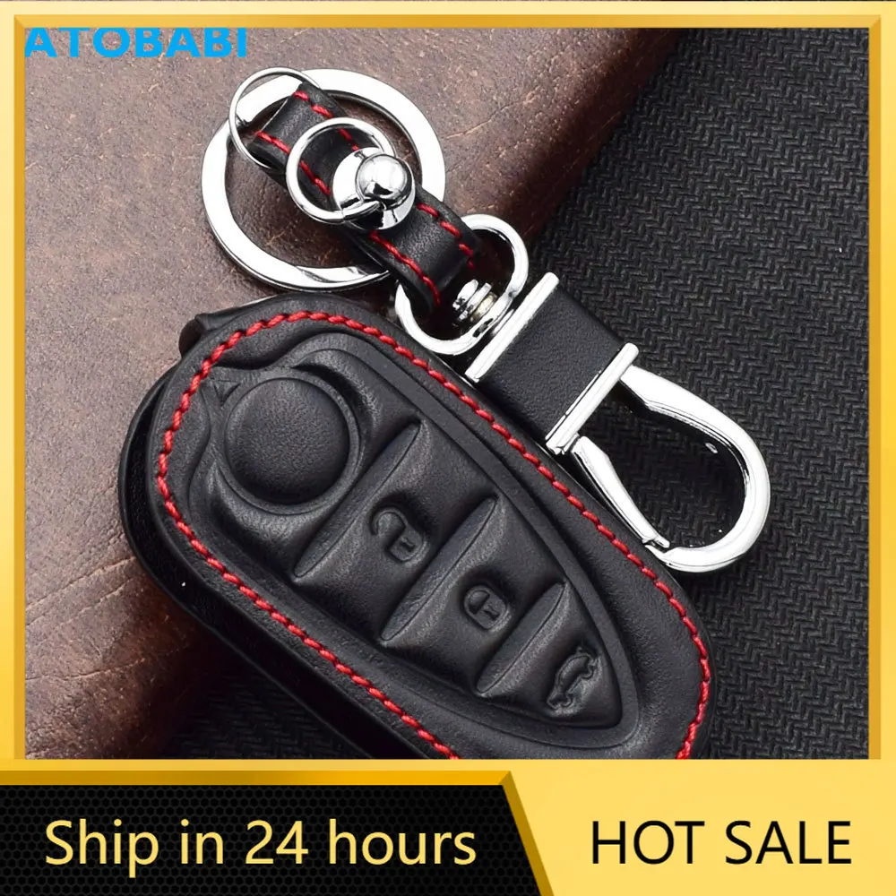 

Car Stickers Leather Car Key Case For Alfa Romeo 500L 159 GTO Giulietta Mito Folding Remote Fobs Shell Protector Cover Skin Auto