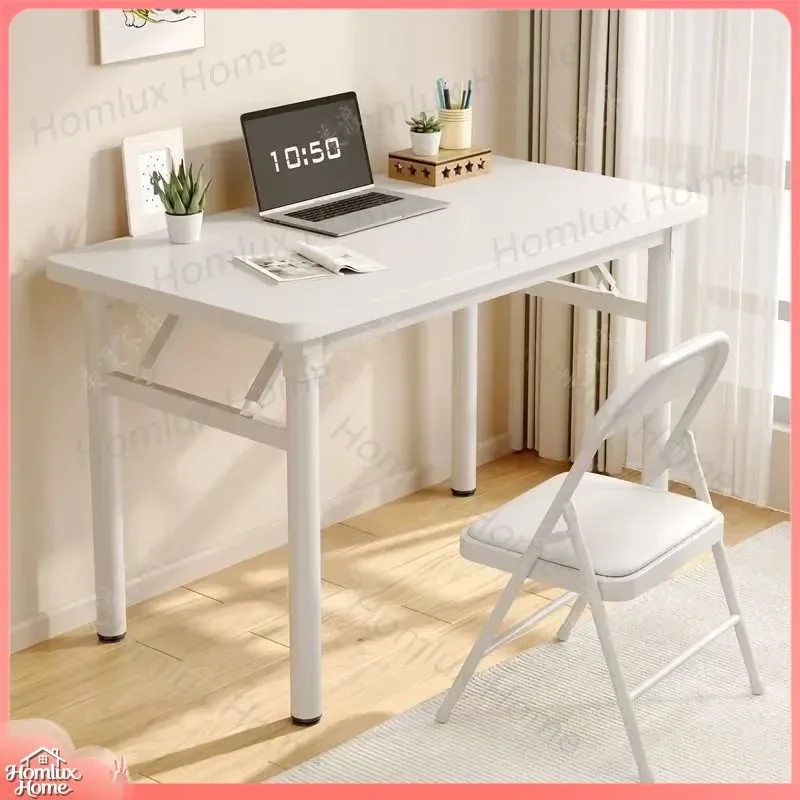 Simple Folding Computer Desk Rectangle Writing Table for Student Bedroom Home Study Desktop Workstation