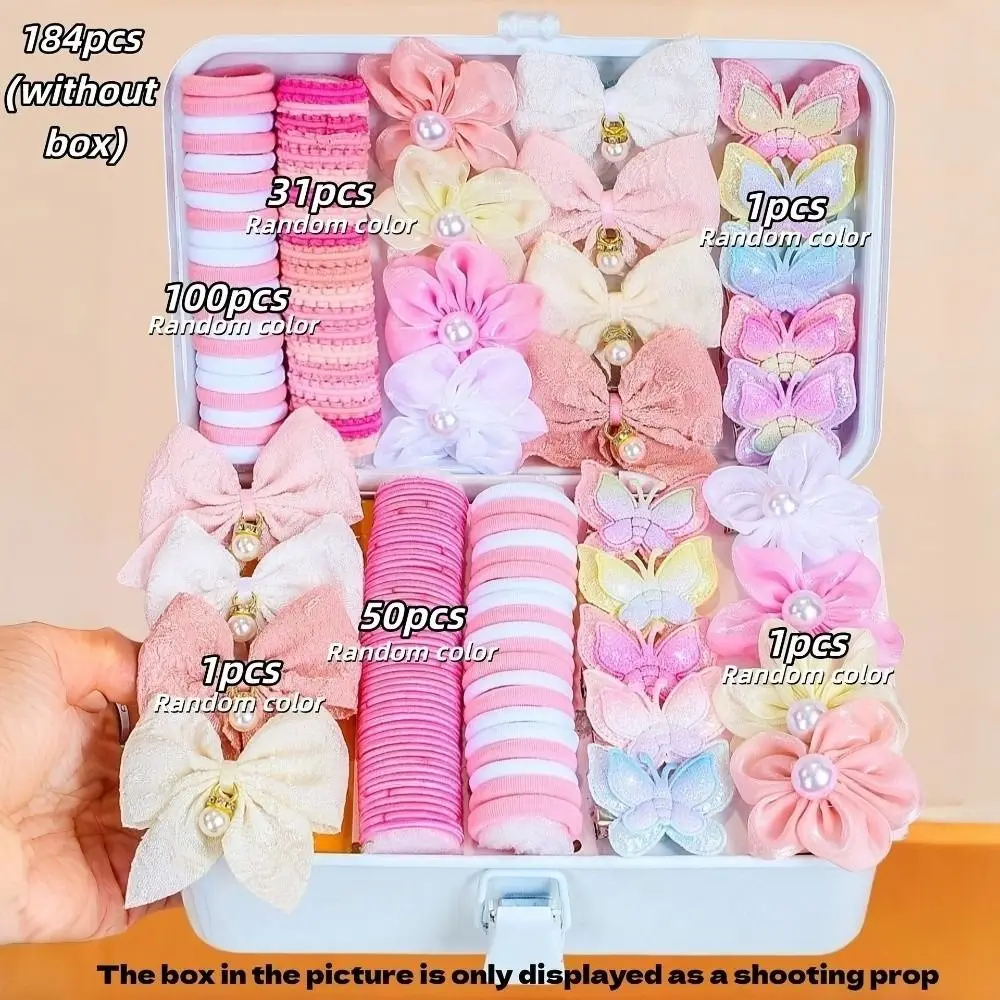 New Colorful Girls Hair Accessories Set Bowknot Flower Shape Elastic Hair Ties Hair Bows Party Dress Up