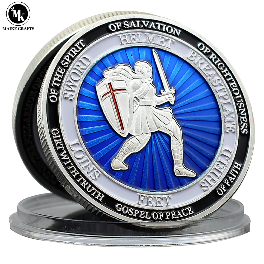 2023 Blue Armor Soldier Commemorative Coin Put on The Full Armor of God Metal Home Decor Coin Collection Gift