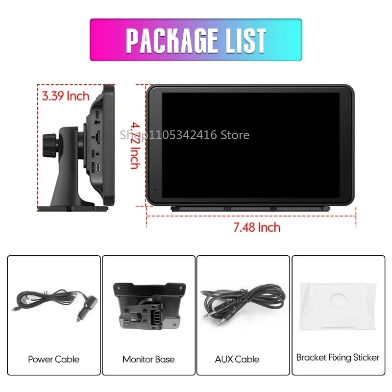 7 Inch Car Headrest Monitor, IPS Touch Screen Android Support Bluetooth 5.0 FM Wireless Display for Car Entertainment