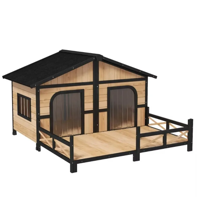 Dog House - Natural Wood Rectangular Pet Cage