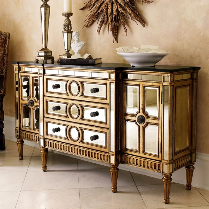 

Customized Huayu Neoclassical Dinner Edge Cabinet, Gateway Cabinet, Storage Cabinet, Retro and Old Mirror Furniture Cabinet