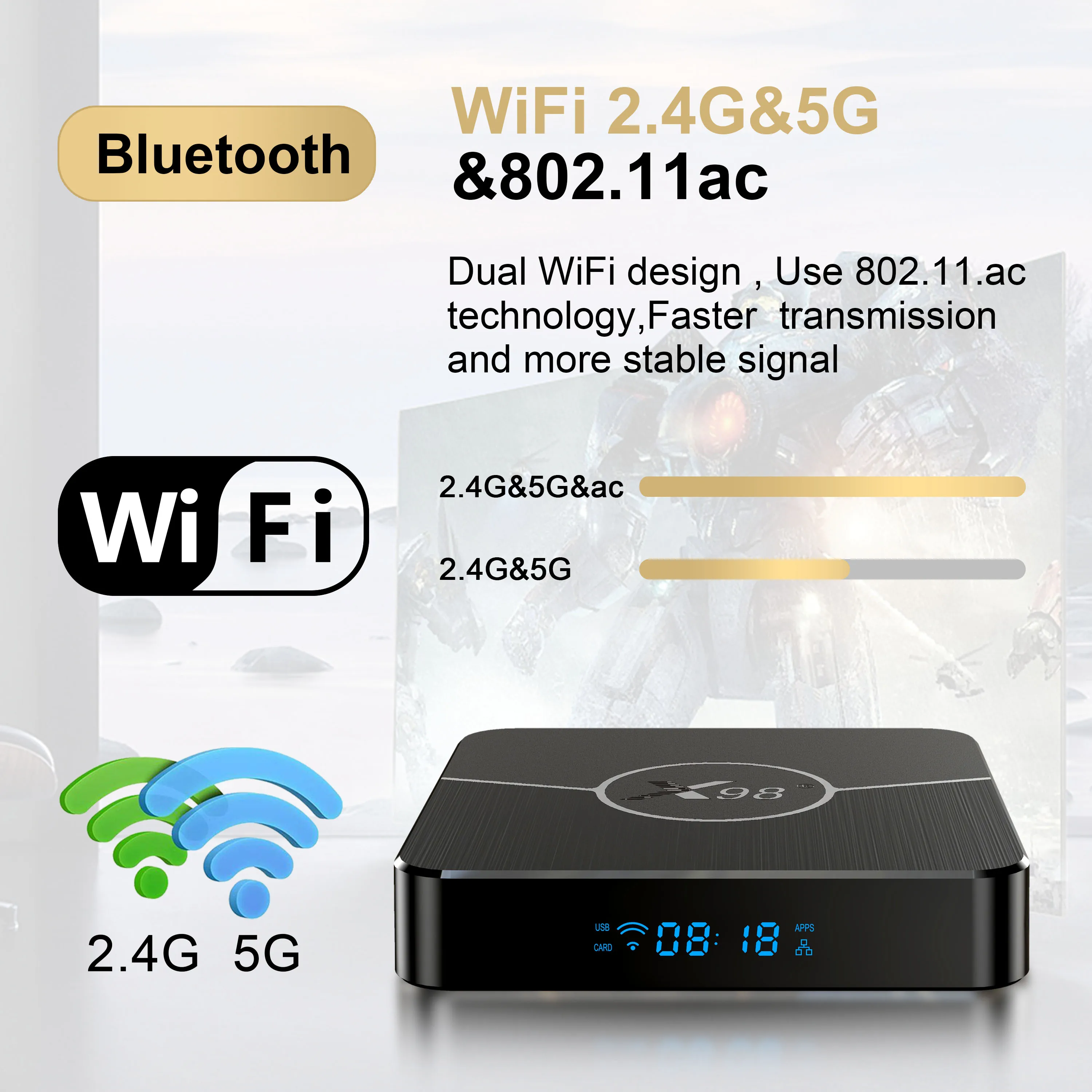 X98 Plus Android Smart TV Box S905W2 4GB 64/32GB 2.4G/5G Dual Wifi Android 11.0 BT 4K 3D HDR Streaming Media Player Set Top Box