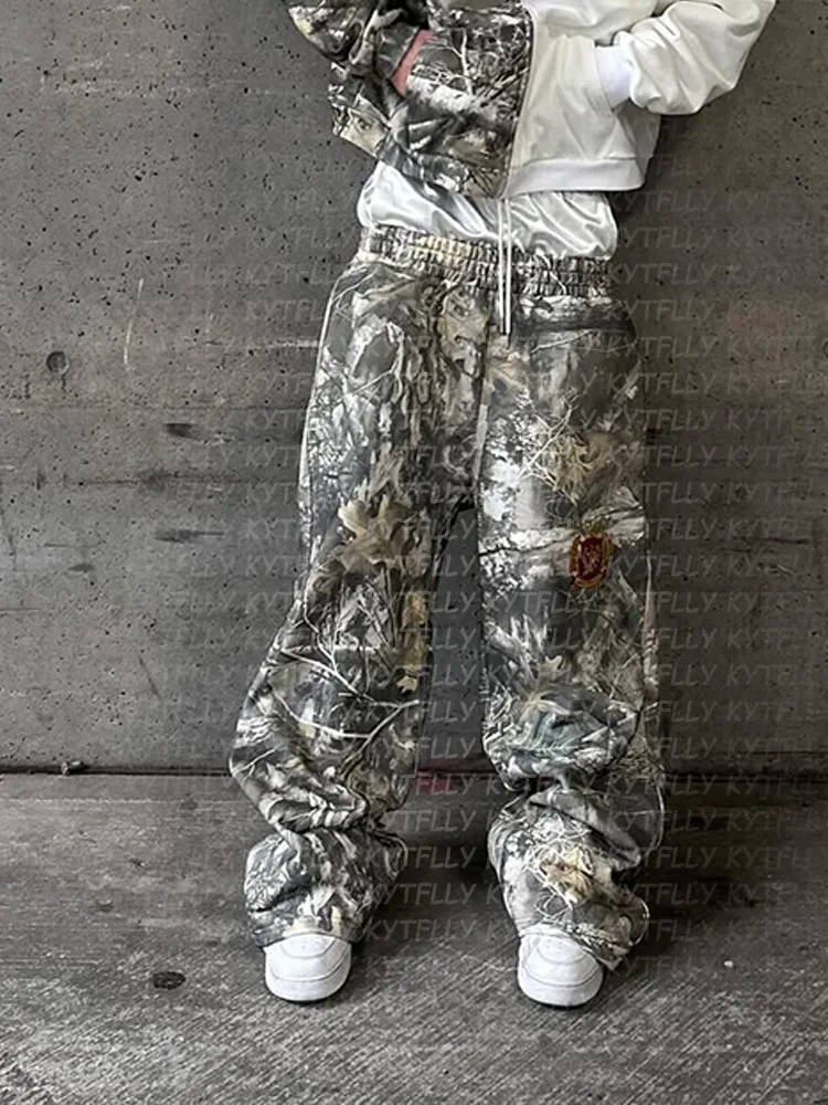 높은 허리 여자의 스트레이트 가짜 두 바람 인쇄 느슨한 바지 유행 청바지 여성 매일 캐주얼 스트리트 힙합 Y2k 의류