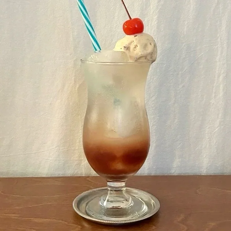 Japanese Style Soda Glass Cup High Footed Ice Cream Soda Cup Popular Store Drinks Cup High Aesthetic Value Heat Resistant