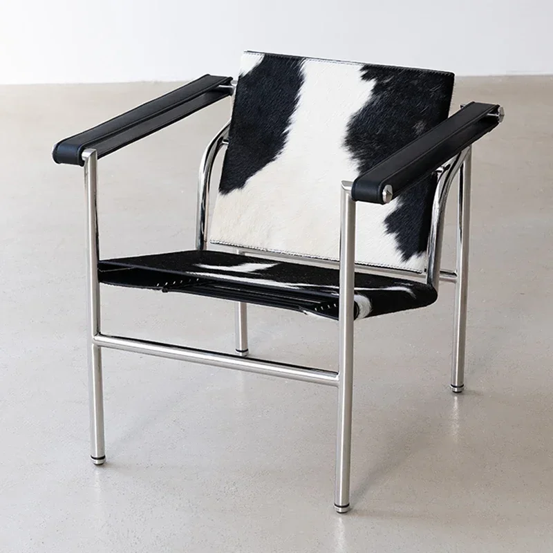 

JJNordic, Horsehair Leather Single Armchair Negotiation Medieval Stainless Steel Recliner