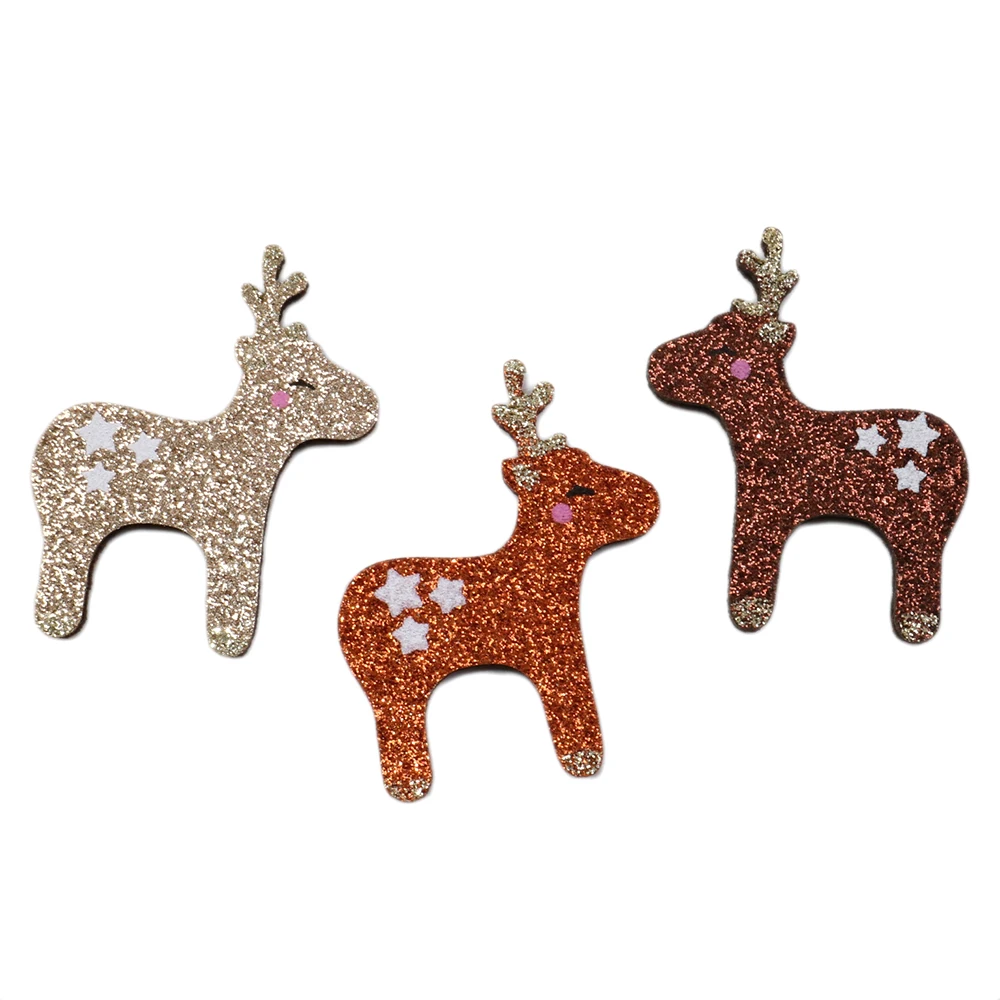 New 10Pcs Animal Christmas Glitter Powder Non-woven Patch Hair Accessories Headdress Headband Decoration DIY Projects,10Yc8594