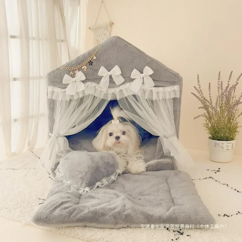 Four Seasons Kennel Removable Pet Nest Cat House Teddy Bigbear Cute Princess Bed Small Dog Pet Supplies Puppy Accessoires