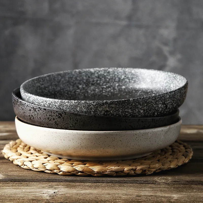 8/10 بوصة النمط الياباني طبق عميق مطعم طبق سيراميك دائري المنزل طبق للسلطة المطبخ الإبداعية أدوات المائدة طبق الحساء #2