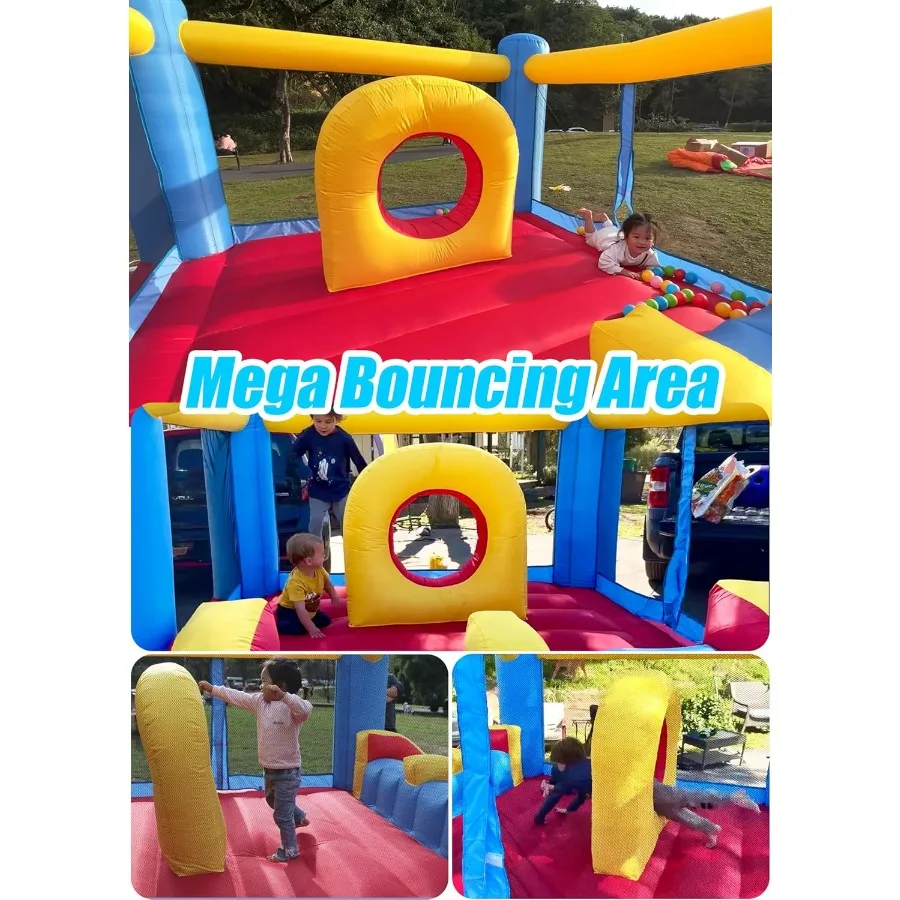 บ้านลมเป่าลมพร้อมสไลเดอร์แข่งรถคู่แบบยกสูงสำหรับเด็กอายุ 3-6 ปี พร้อมห่วงกระโดด ปราสาทลมเป่าลมขนาดใหญ่พร้อมเครื่องกีดขวาง