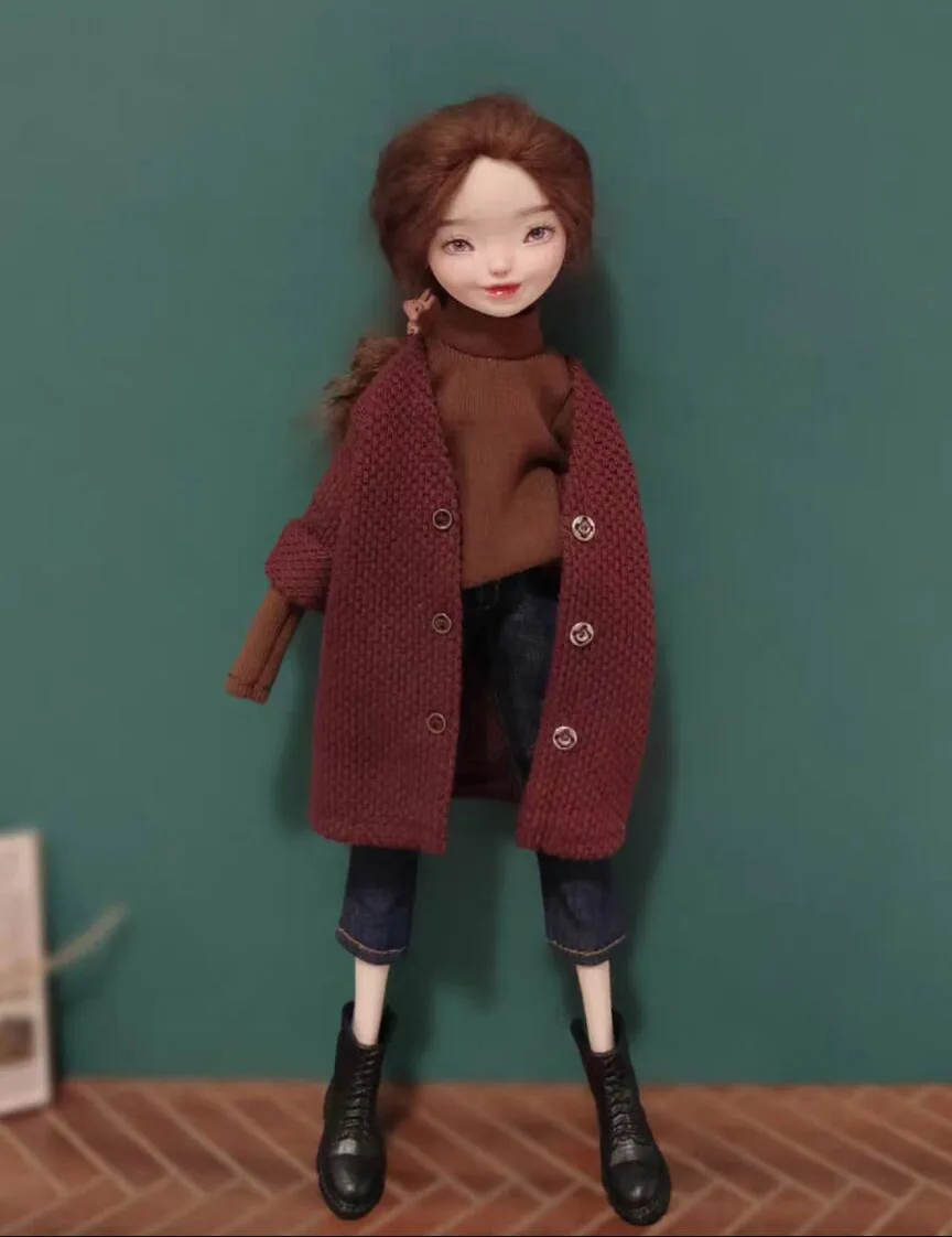 3pcs Leisure style clothes blythe doll outfit  Cardigan jacket/undershirts/trousers 1/6 30cm(Fit for Pullip,Ob22/24/26, Licca)