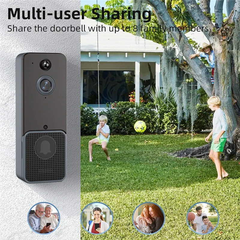 Wireless Wifi Video Doorbell Camera PIR Human Detection Cloud Storage Outdoor Door Bell Intercom Smart Home(With) Durable