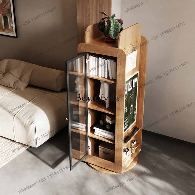 X4 Silent Style Solid Wood Rotating Bookcase 360-Degree Bookshelf Floor Living Room Storage Locker